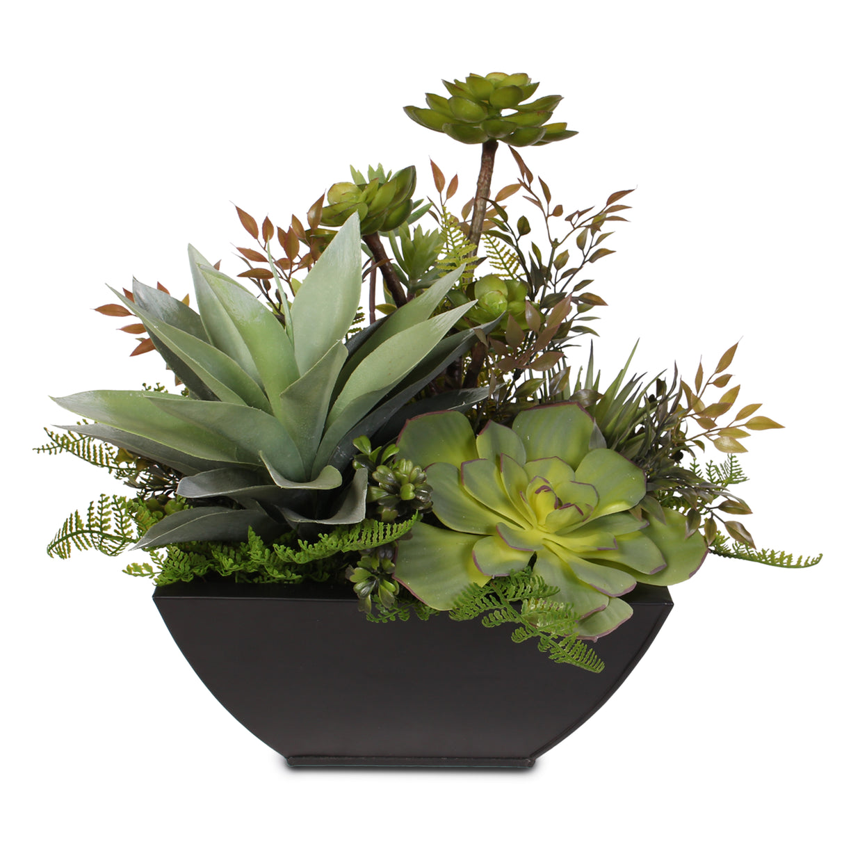 Artificial Succulent Arrangement in Square Black Metal Container #61