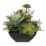 Artificial Succulent Arrangement in Square Black Metal Container #61