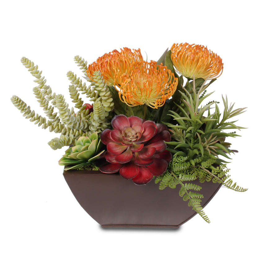 Tropical Artificial Succulents in a Metal Container #61E – Jenny Silks