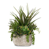 Artificial Succulent Variety in a Cement Pot #62C
