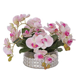 Jenny Silks Real Touch Pink Phalaenopsis Orchids Flower Arrangement in Glass Bowl #F-128