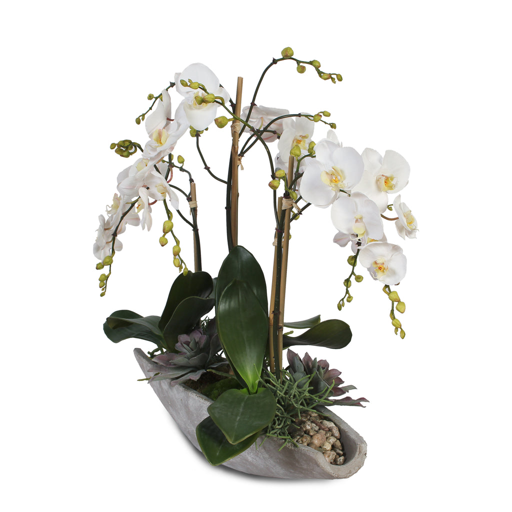 silk floral arrangement, silk flowers, real touch, orchids, home decor, contemporary design, modern design
