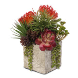 Artificial Jade Plant & Rosette Succulents Coastal Cottage Arrangement #S-02