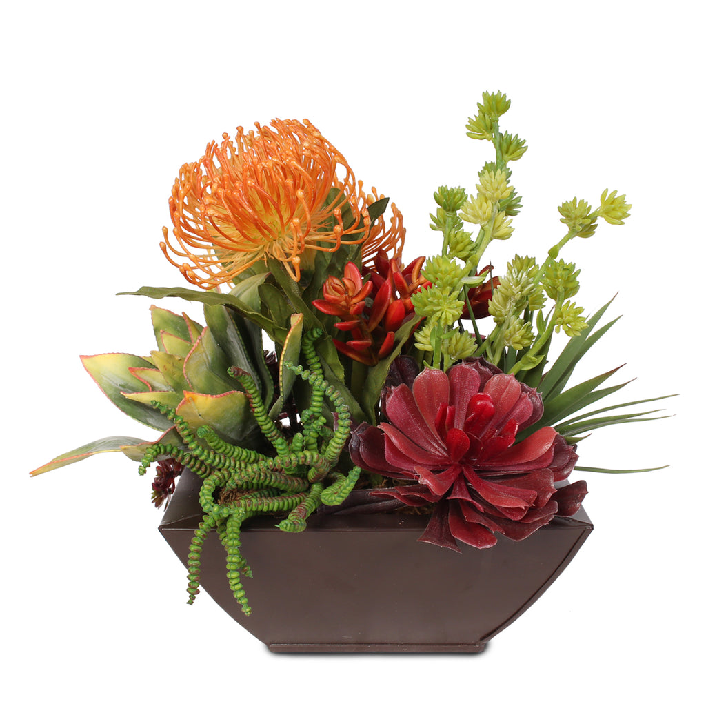 contemporary design, home decor, artificial succulent, silk florals, fake flower, pop of color