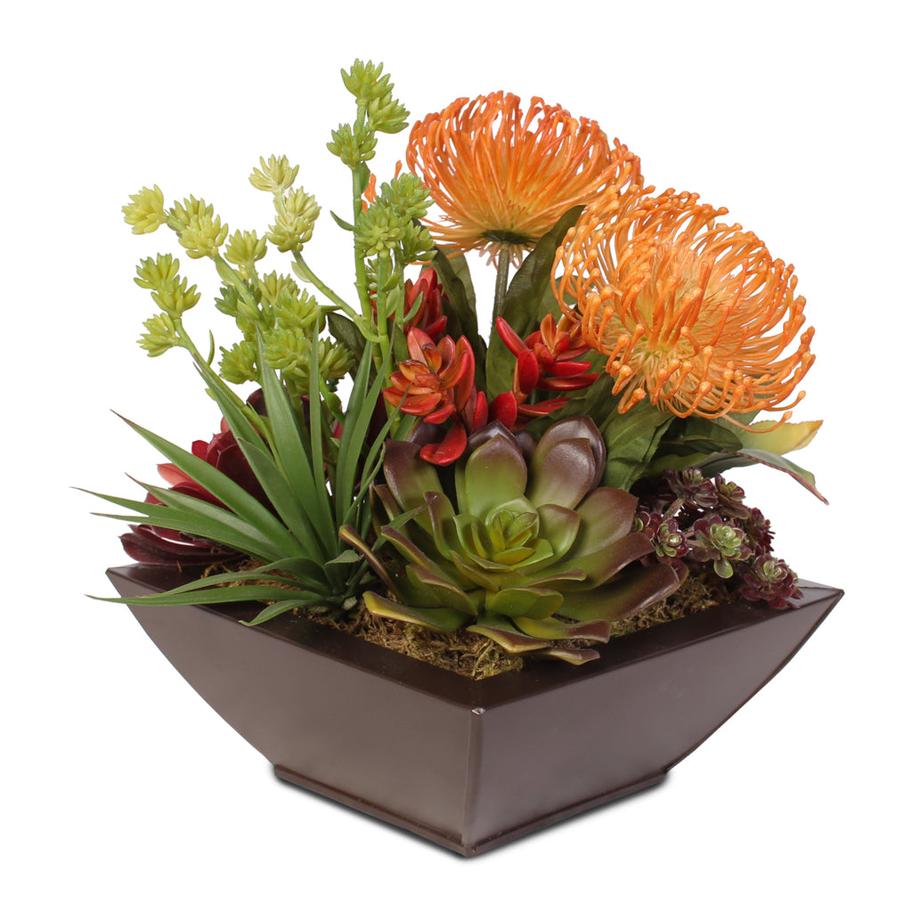 contemporary design, home decor, artificial succulent, silk florals, fake flower, pop of color