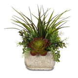 Artificial Succulent Variety in a Cement Pot #SG-63B